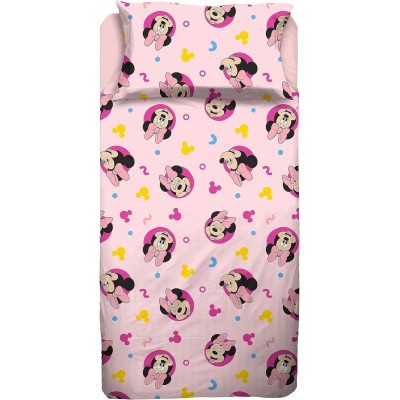 COMPLETO LETTO BAMBINA IN COTONE DISNEY MINNIE MOUSE PER LETTO UNA PIAZZA E MEZZA