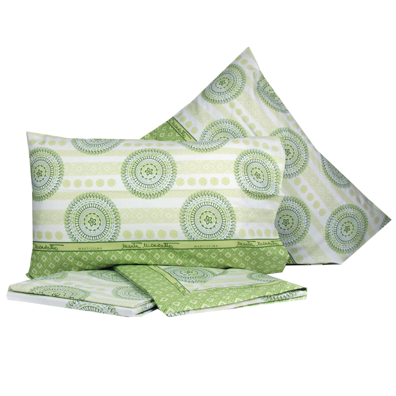 COMPLETO LETTO CALDO  COTONE M.MARZ 2P DIS.1353 ETNICO VERDE